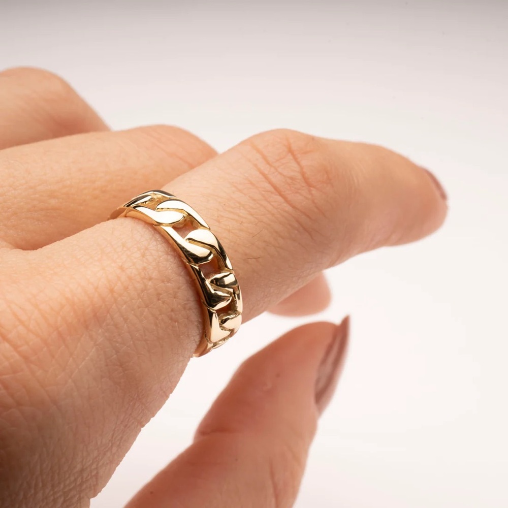 14k solid gold chain ring